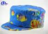 Windproof Breathable Military Hat / Fitted Army Baseball Caps Blue with Fish Pattern