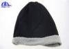 Grey Light Weight Polyester Knitted Beanie Hats With Metal Ring Logo