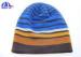 Winter Warm Jacquard Stripe Logo Knitted Beanie Hats Blue Yellow Brown