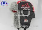 100% Polyester / Fake Fur Winter Cap and Hat With Flat Embroidery And Plastic Buckle On Earflag