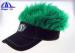 Black Cotton Lady's Sun Visor Hats With Green Fake Hairs And Embroidery Logo