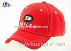 Red Contrast Stitching 6 Panel Embroidered Baseball Caps for Girls Outdoor Sports