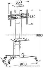 LCD / TV mobile floor Stand LED LCD plasma tv cart with wheels