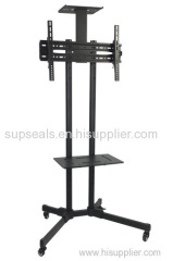 Height adjustable back to back double screen TV cart