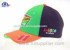 Embroidered Cool Baseball Caps / Custom Baseball Hats Green Orange Black