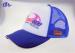 5 Panel Polyester Blue Mesh Trucker Caps / Custom Trucker Hats for Boys and Girls