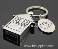 Little house stainless steel rotation usb flash drive