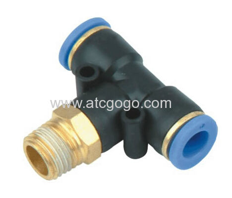t joint 6mm 3/8" pp fitting 3 way pipe connector 6mm M5 pneumatic hose fittings