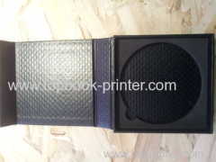 unique leather textured surface design sponge or cardboard insert DVD packaing box