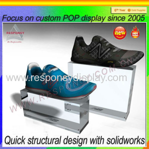 2015 New Design Creative Floor Acrylic Shoe Display Holder