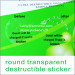 transparent destructible vinyl adhesive sticker