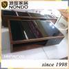 Wooden antique coffee table with tempered glass top