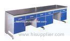Blue Steel / Wood Science Laboratory Wall Bench With Reagent Shelf