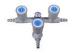 High Gloss Epoxy Powder Lab Fittings Triple Outlet Faucet / Tap