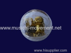 Acrylic Globe Transparent Wind up Mechanical Music Box 18 Note Golden Musical Mechanism