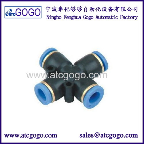 snap connector nipple 4-way cross pipe fitting one touch quick connectors push fit fittings