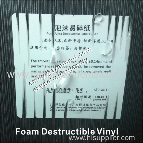 Foam destructible eggshell sticker papers