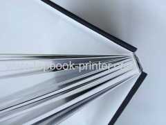 Design print and bind silver-stamped black cloth sponge cover hardback three-layer books on demands