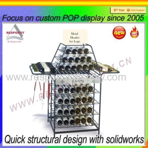 Shopping mall metal wire display rack for wine