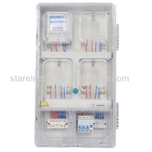 KXTMB-M401 single pahse four meters high performance transparent electric meter box card type up-down structure