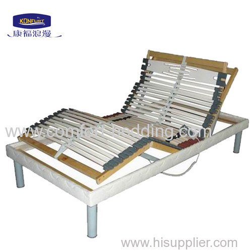 electric slat birch bed with twin-mat motor and wired handset