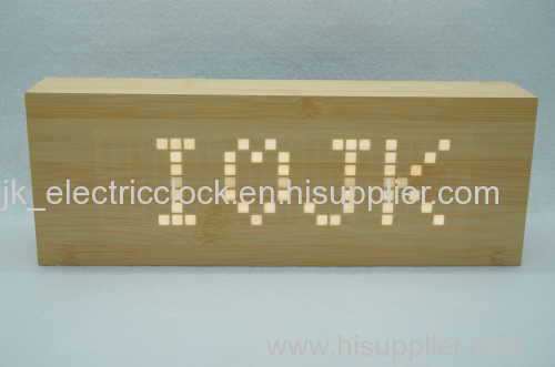 led wood clock*message input and display *display time date temperature*sound control function*5 groups of alarm*gifts