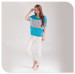 Apparel & Fashion Shirts & Blouses Bamboo Bat-wings T-shirt Mixed Stripes Block Front Five Colors