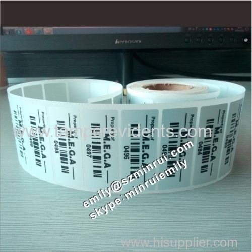 matte silver asset stickers with barcode and number printed