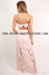 2015 new design wholesale dress oem maxi bohemian maxi lace pink clothing