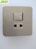 Brown / White Electrical Wall Switch Brushed Metal With Flexible Modular