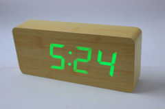 led wood clock*display time date temperature*desk clock*gift*sound control function*5 groups of alarm*table colock