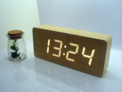 led wood clock*display time date temperature*desk clock*gift*sound control function*5 groups of alarm*table colock