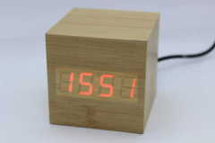 led wood clock*mini cube*display time date temperature*desk clock*children gift*sound control function*5 groups of alarm