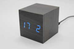 led wood clock*mini cube*display time date temperature*desk clock*children gift*sound control function*5 groups of alarm