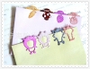 cartoon colourful grey wolf boomark paper clips push pins