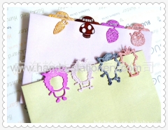 cartoon colourful grey wolf boomark paper clips push pins