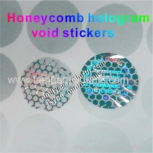 Round security tamper evident honeycomb hologram void seal stickers