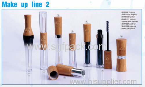 empty cosmetic packaging bamboo lipgloss/mascare/eyeliner bottle/lipstick tube make up container