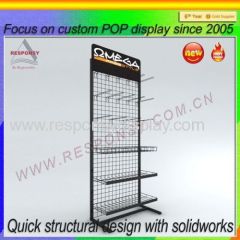 Metal retail wire grid display rack with baskets