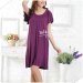 Apparel & Fashion Underwear & Nightwear Pajamas Ladies' eco-friendly bamboo fiber round neck night gown solid color FD