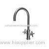 Modern Stainless Steel Double Handle Kitchen Faucet With Ceramic Cartridge