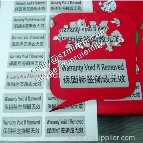 Security anti-theft tamper proof worry void if removed grey brittle fragile warranty seal stickers