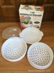 Microwave plastic steamer 3 layer plastic food steamer