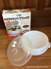 Microwave plastic steamer 3 layer plastic food steamer