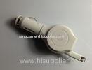 White USB Powerful Retractable iPhone Charger , portable iPhone car charger