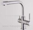Water Saving Double Handle Kitchen Faucet Single Hole with Brushed Polish