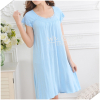 Apparel & Fashion Underwear & Nightwear Pajamas Lace trim O neck Summer Sleep gown pajama dress women Bamboo Garment