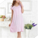 Apparel & Fashion Underwear & Nightwear Pajamas Lace trim O neck Summer Sleep gown pajama dress women Bamboo Garment