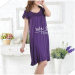 Apparel & Fashion Underwear & Nightwear Pajamas Lace trim O neck Summer Sleep gown pajama dress women Bamboo Garment