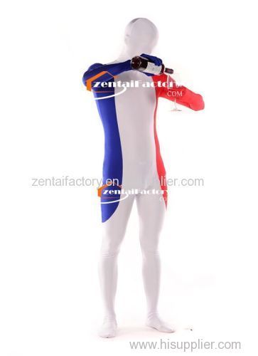 France Flag Lycra Zentai Suit